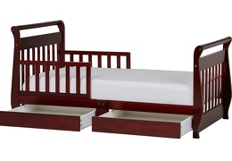 Cherry Sleigh Toddler Bed With Storage Drawer Silo