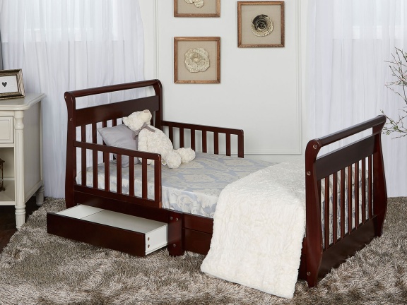Espresso Sleigh Toddler Bed With Storage Drawer RS1