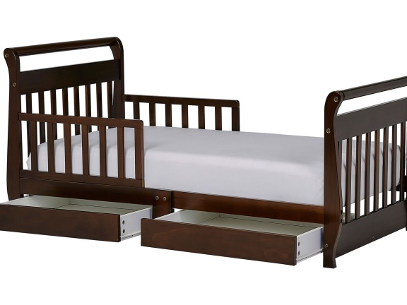 Espresso Sleigh Toddler Bed With Storage Drawer Silo1