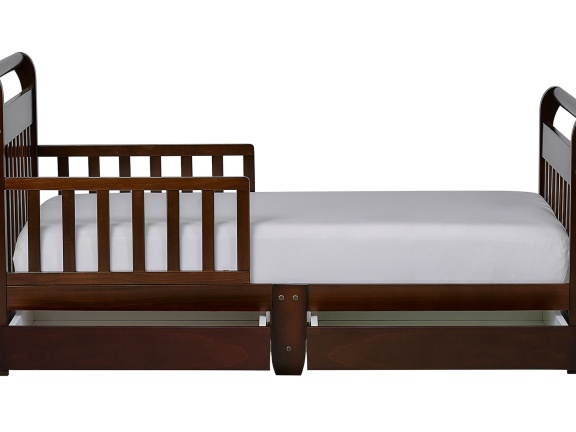 Espresso Sleigh Toddler Bed With Storage Drawer Silo3