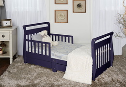 Navy Sleigh Toddler Bed With Storage Drawer RS