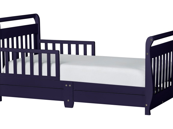 Navy Sleigh Toddler Bed With Storage Drawer Silo1