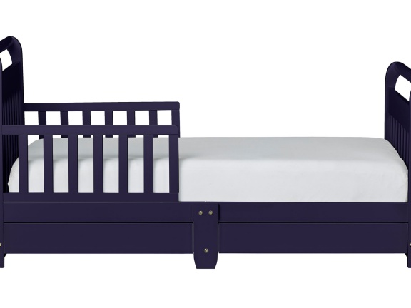 Navy Sleigh Toddler Bed With Storage Drawer Silo3