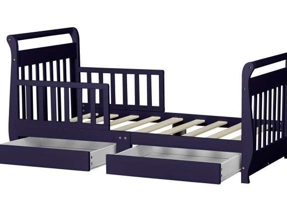 Navy Sleigh Toddler Bed With Storage Drawer Silo6