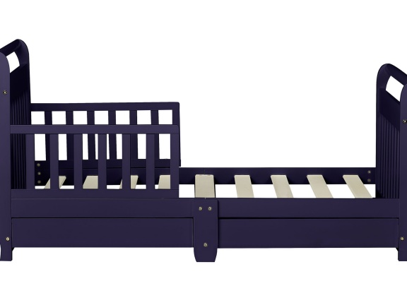 Navy Sleigh Toddler Bed With Storage Drawer Silo7