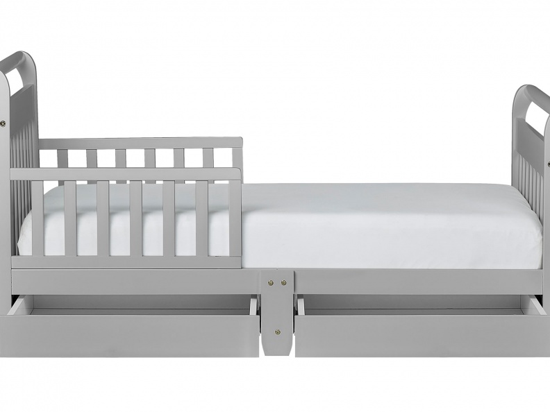 Pebble Grey Sleigh Toddler Bed With Storage Drawer Silo4