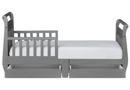 Storm Grey Sleigh Toddler Bed With Storage Drawer Silo4